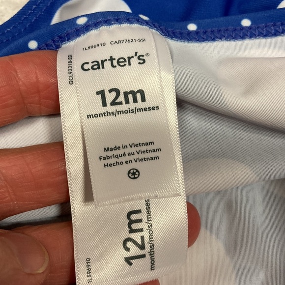 Carters 12m two piece polka dot bathing suit girls blue white - Picture 6 of 6